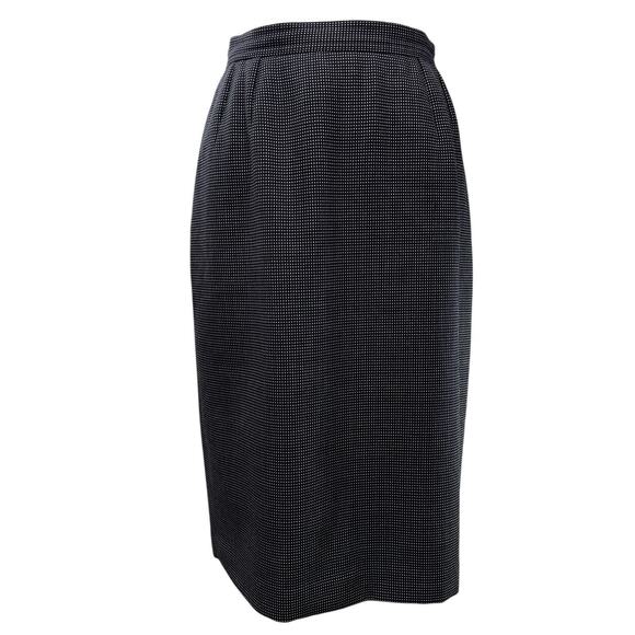 Valentino Wool Skirt Size US 8 Vintage Miss V 90s Designer Navy Blue Polkadot - Picture 1 of 8